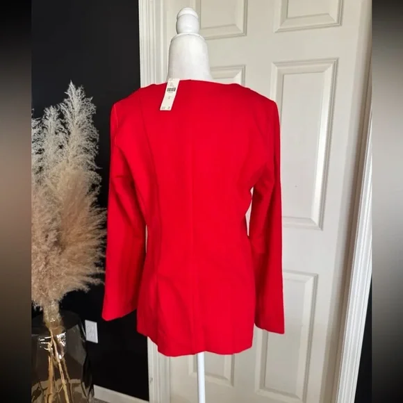 NWT Anthropologie Maeve Scoop-Neck Cutaway Blazer in Red size Medium - Picture 8 of 12